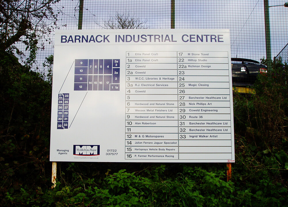 Barnack Industrial Centre Directory Board